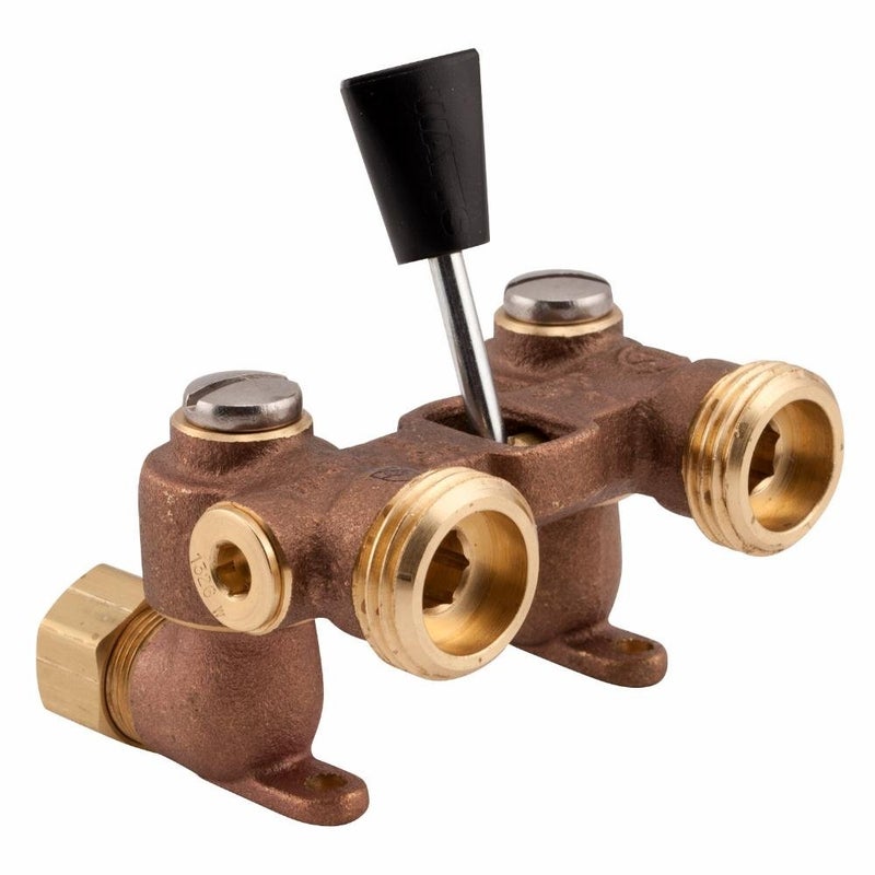 Watts 2 Series 1/2" Duo-Cloz Brass Manual Washing Machine Shutoff Valve, Brass Ball Valves with PTFE Seats, 1/2" Copper Dual Ell Adapters for Solder or Compression, Maximum Pressure 150 psi - Image 1